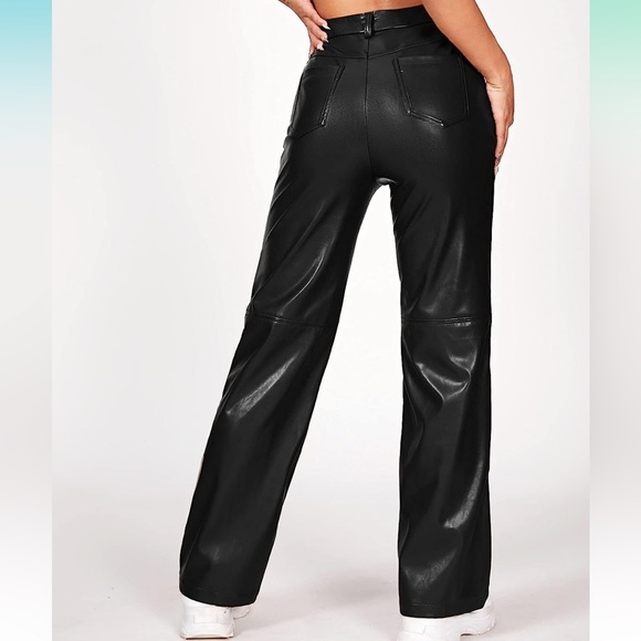 Leather Straight Leg Pants - Picture 2 of 3